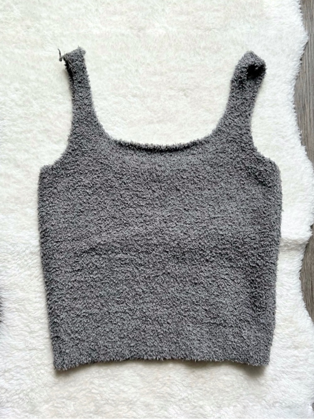 Skims Gray Fuzzy Knit Women's Tank Top